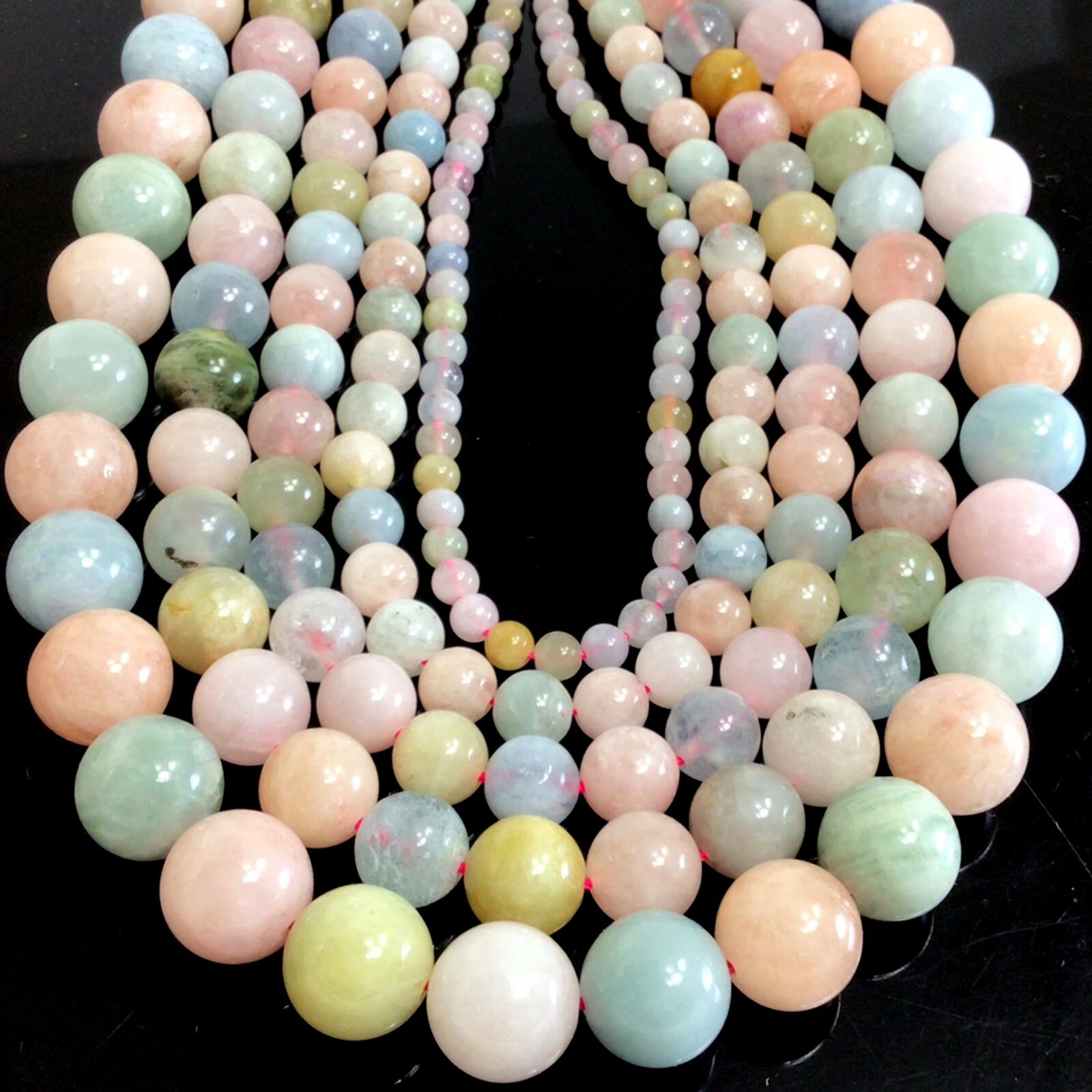 Genuine Natural Morganite Smooth Round Beads 15″ strand 4mm 6mm 8mm 10mm 12mm