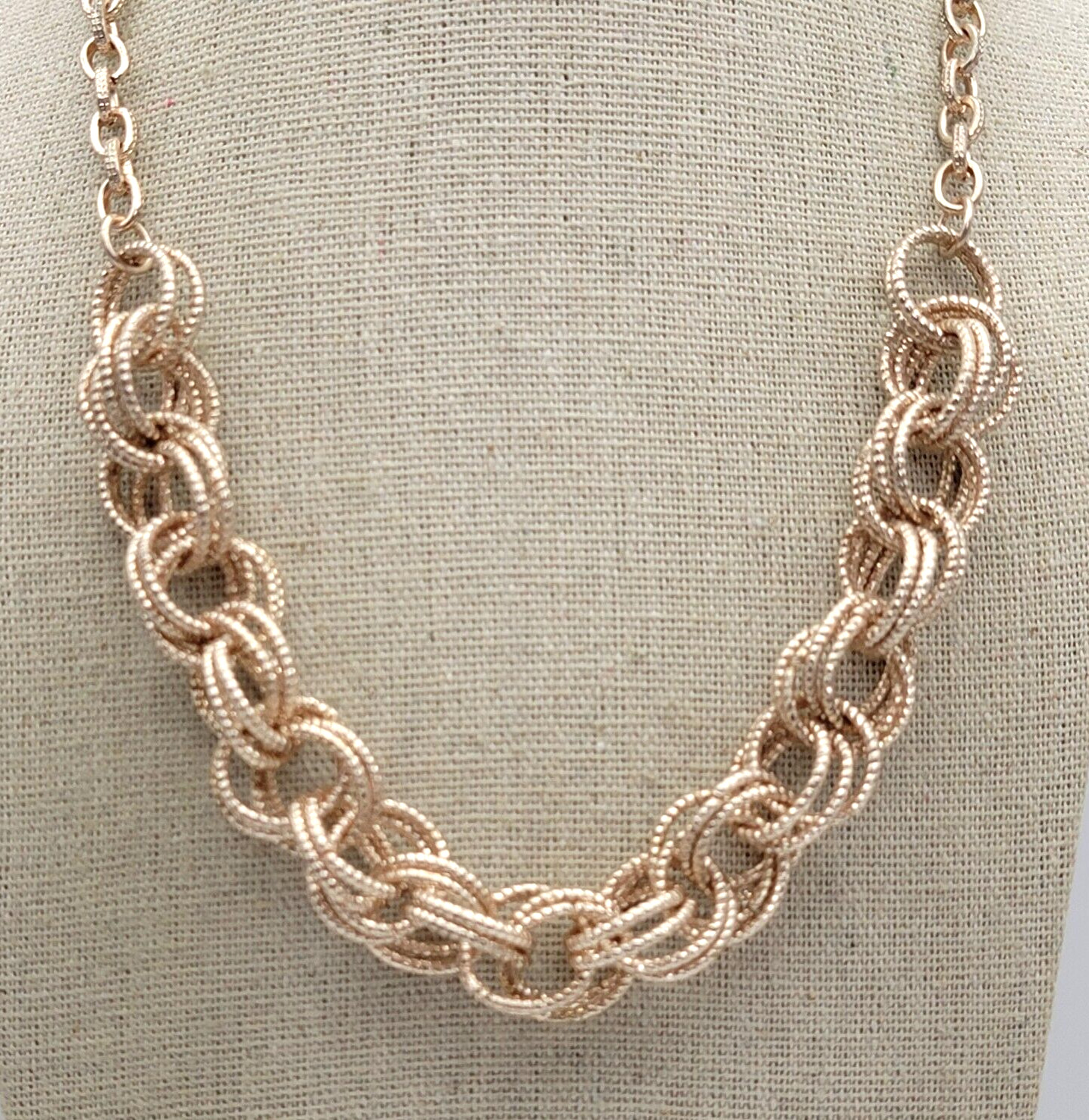 INC Gold-Tone Brilliant Cut Double Circle Link Necklace 22.5 in Adjustable
