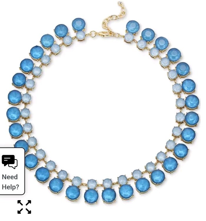 On 34th Gold-Tone Color Crystal & Stone Collar Necklace, 16″ + 2″ extender New