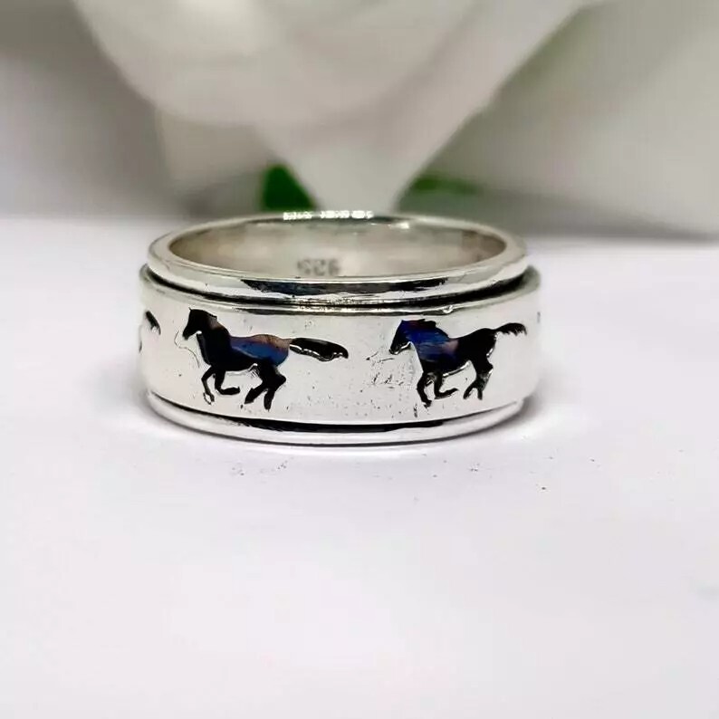 Horse Spinner Ring 925 Sterling Silver Handmade Jewelry Band Ring All Size SR614
