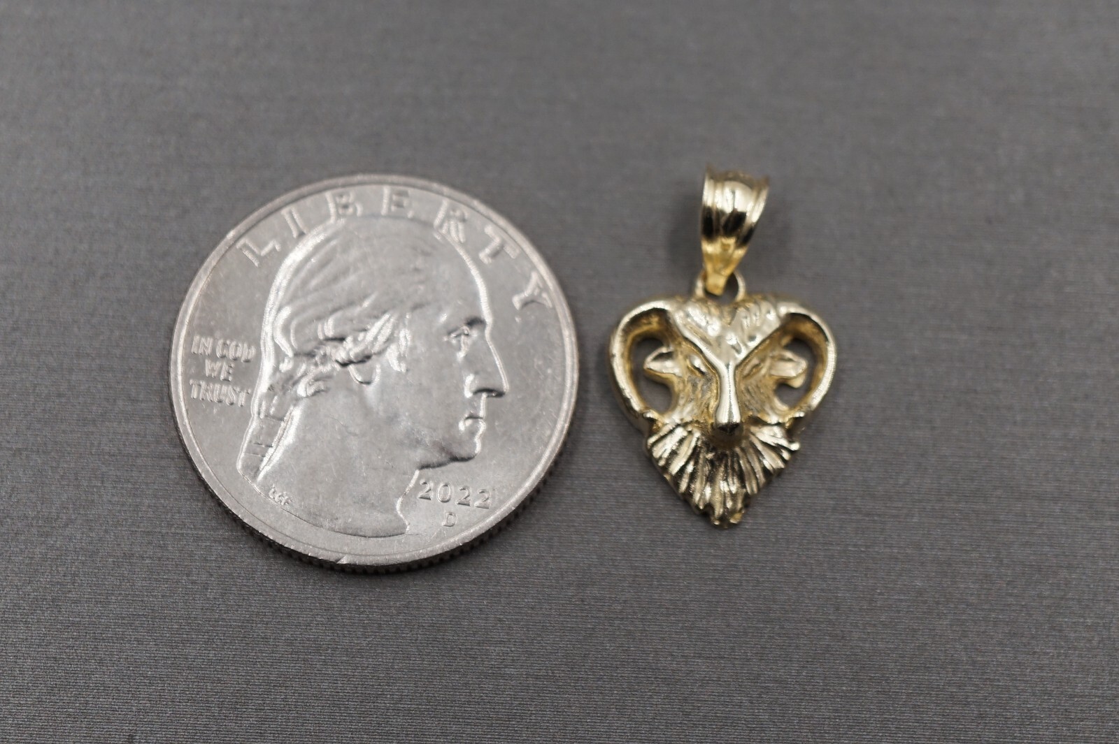 10K Solid Yellow Gold 0.8″ Small Ram Aries Zodiac Charm Pendant.