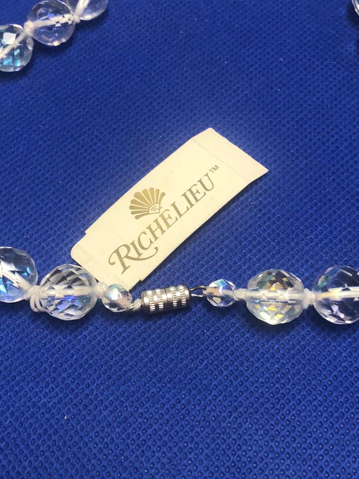 RICHELIEU VTG TWO SINGLE STRANDS AURORA BOREALIS BEADS NECKLACES 32″ & 16″ LONG