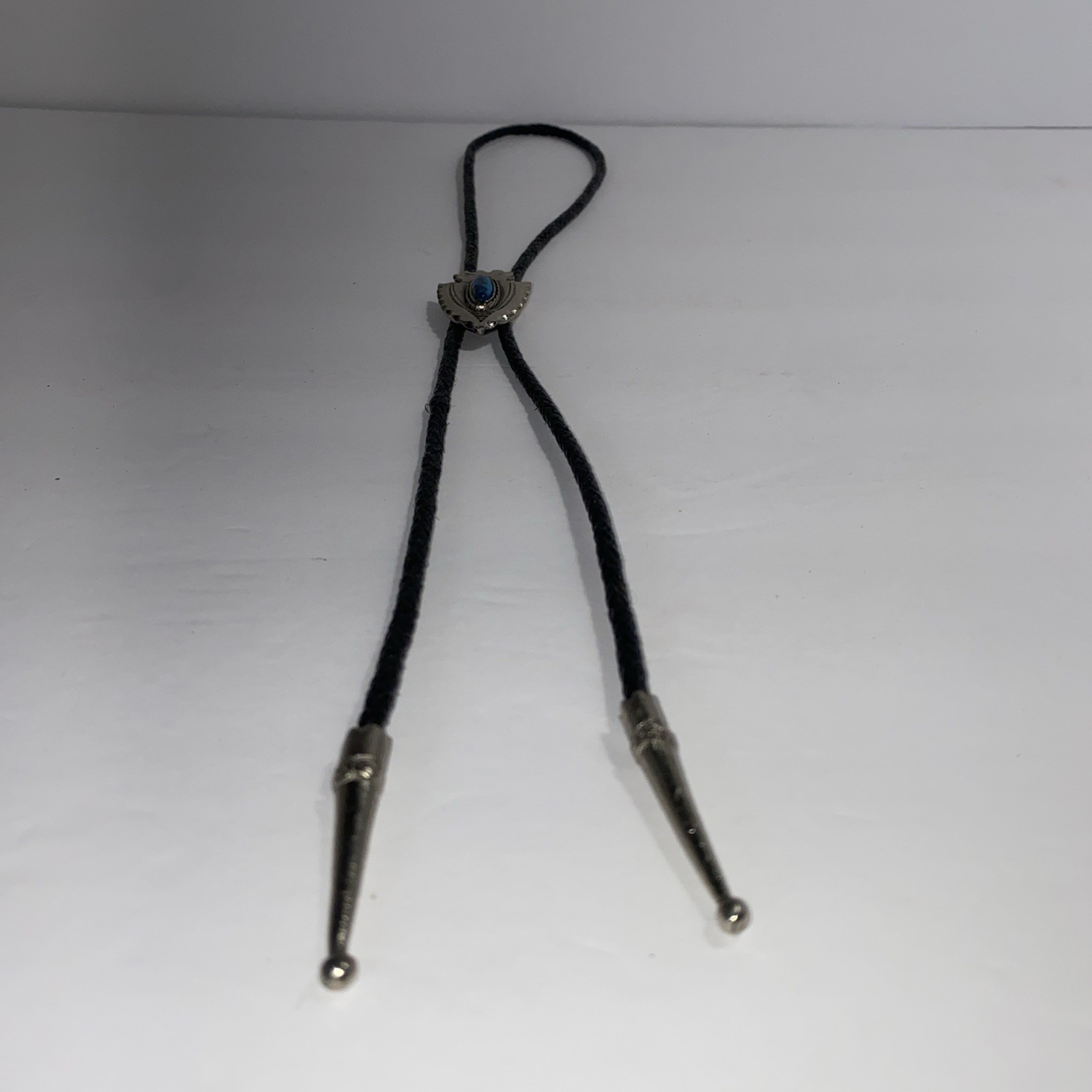 Vintage Western Turquoise Silver Tone Western Bolo Tie Rodeo Cowboy Cowgirl