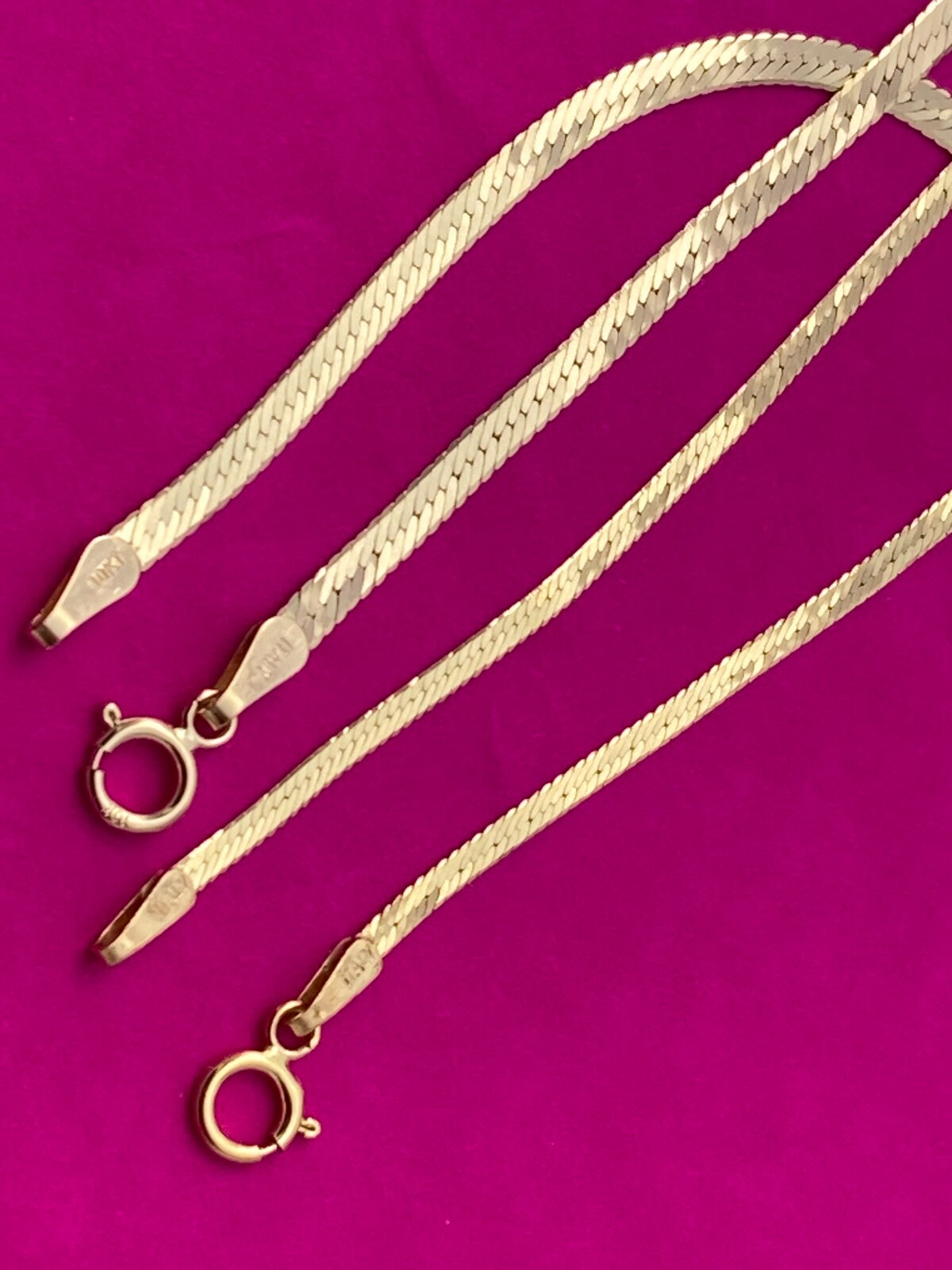 solid 10k gold herringbone necklace Real 10kt gold Italian Necklace