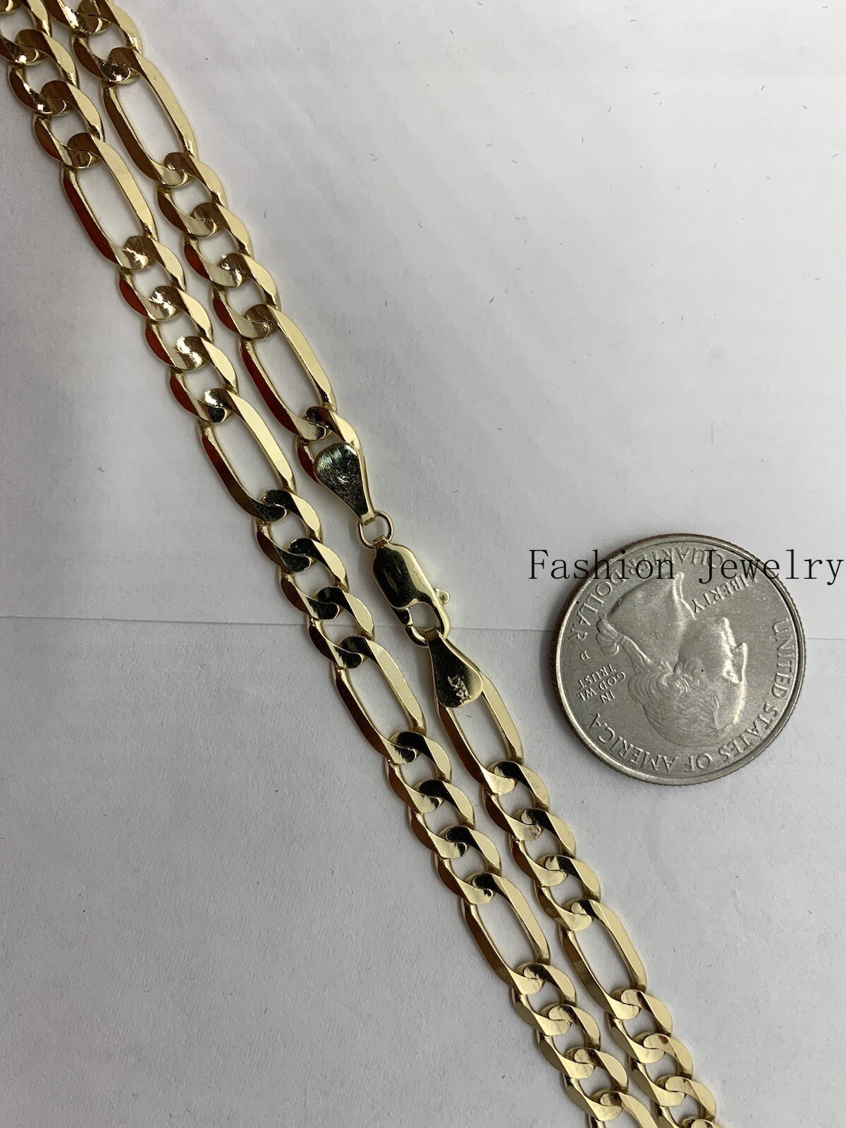 14K Solid Yellow Gold Figaro Link Chains Necklace Men’s/Women’s 4mm-6mm 18″-30″