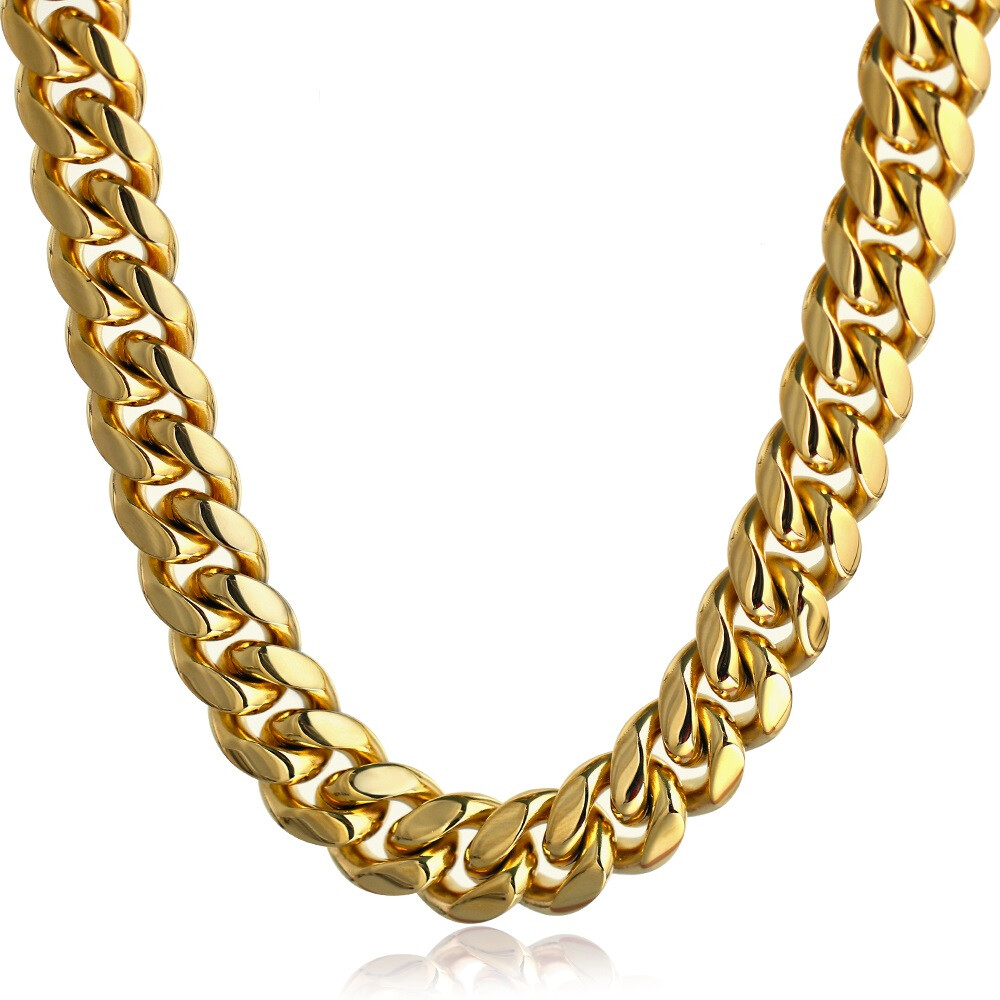 Miami Cuban Link Bracelet Chain Set 18k Gold Plated Stainless Steel 4mm-14mm