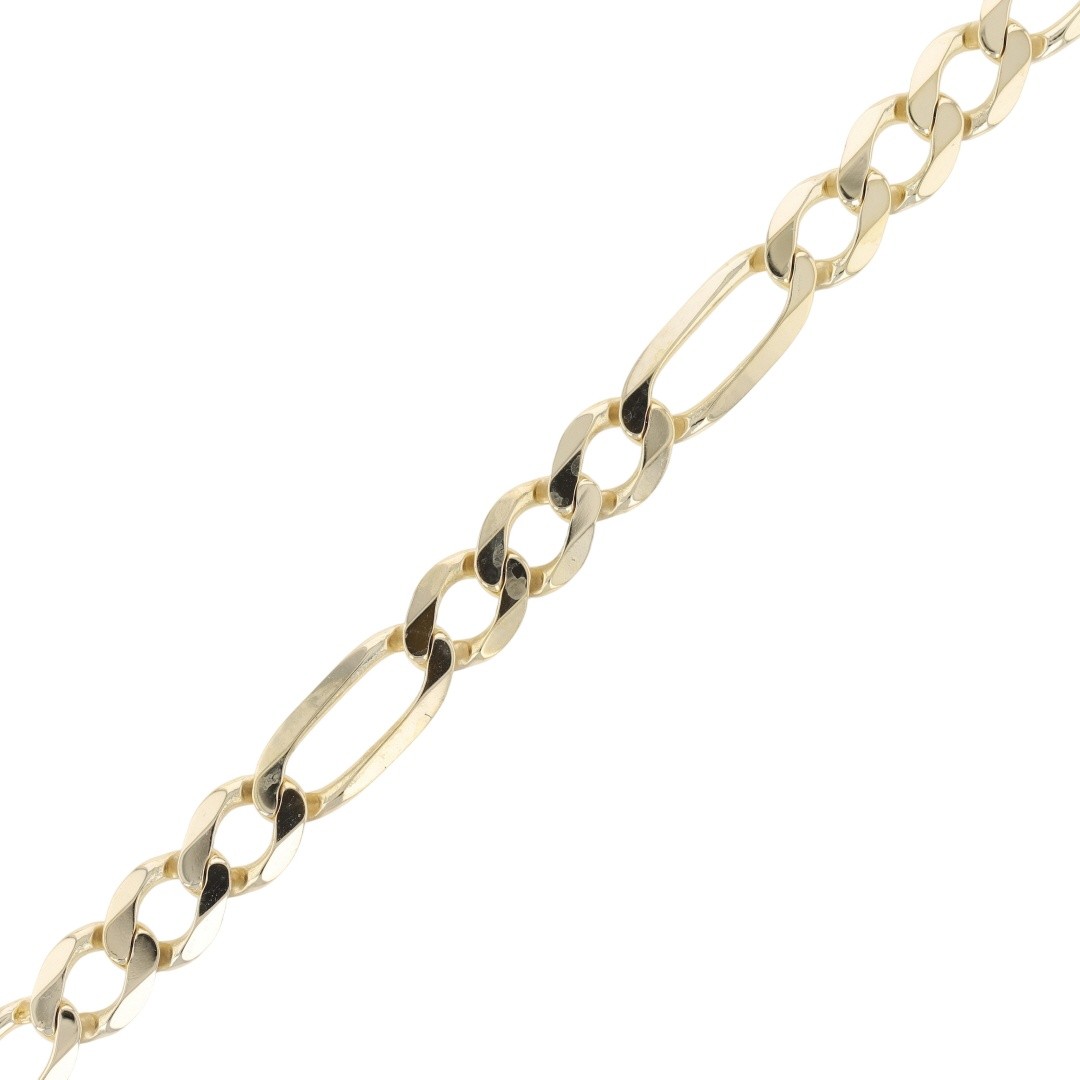 7.7mm Figaro Link Chain 23.5″ Necklace 10k Yellow Gold Italy 36.72 Grams