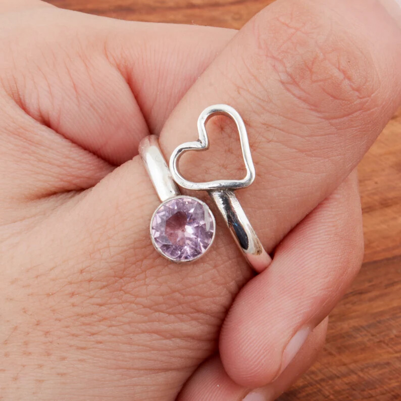 Amethyst 925 Sterling Silver Band& Statement Ring Handmade Ring All Size-U-151