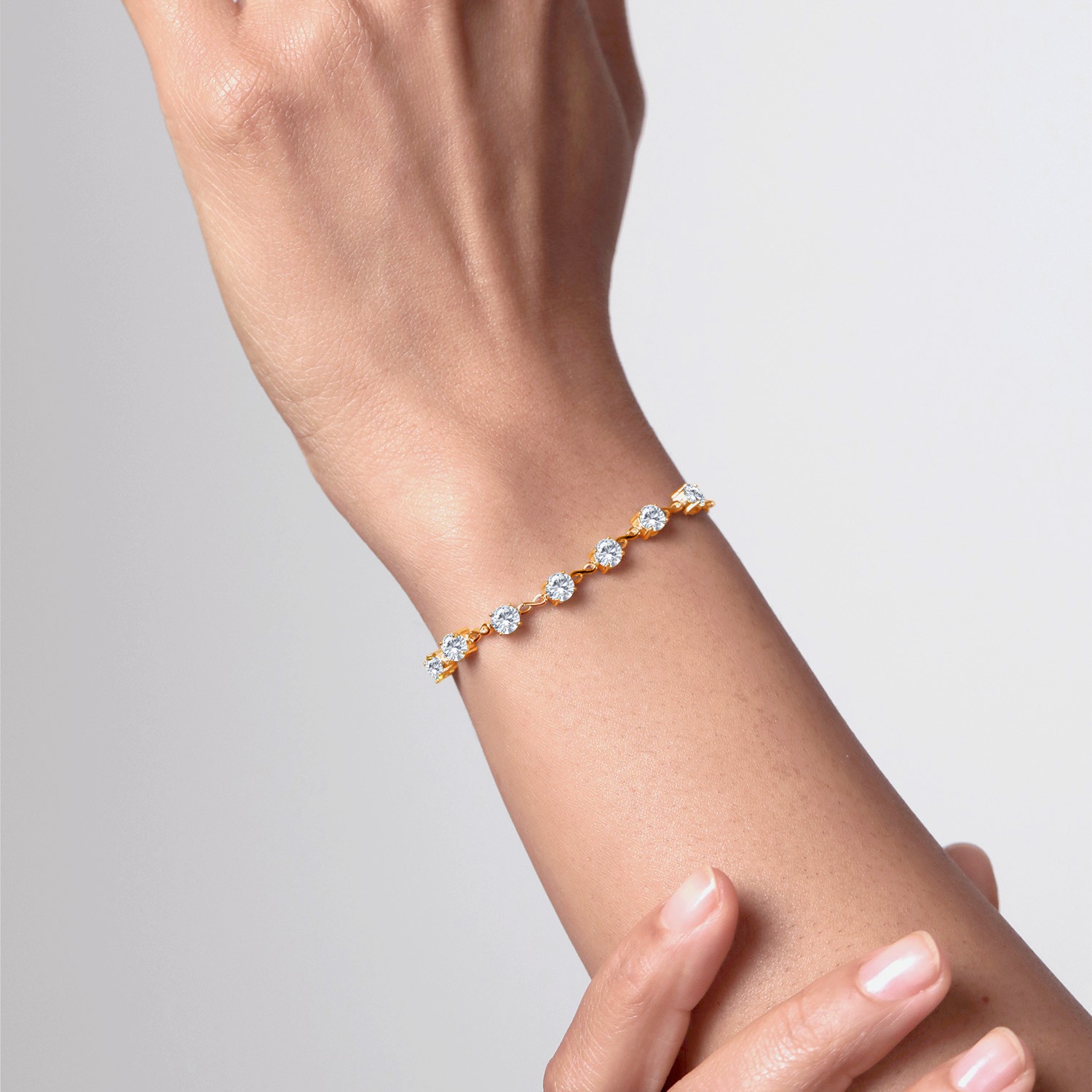 18K Yellow Gold Plated Silver Gemstone Birthstone 7 Stone Adjustable Tennis