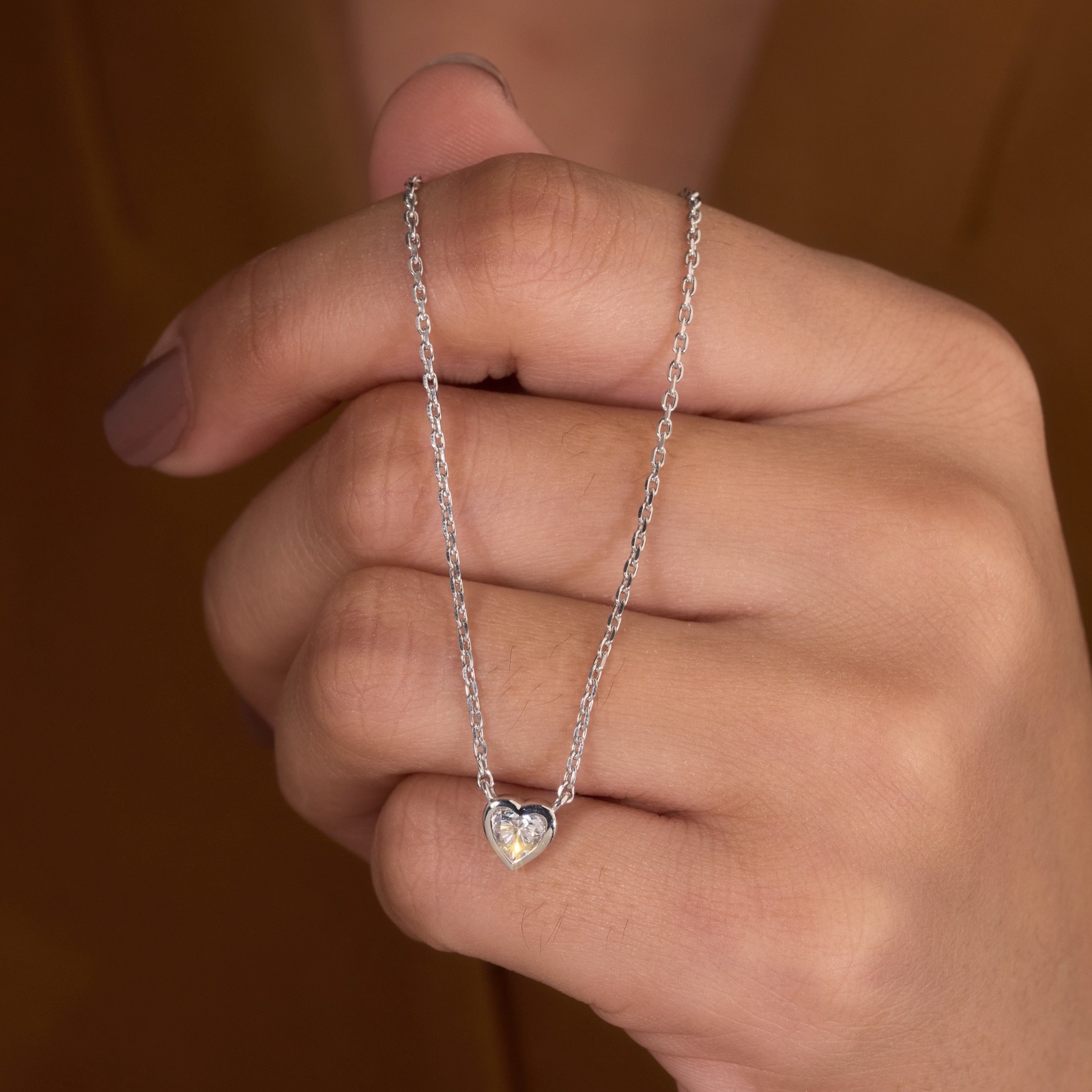 Heart cut Lab grown diamond pendant necklace | 925 sterling silver