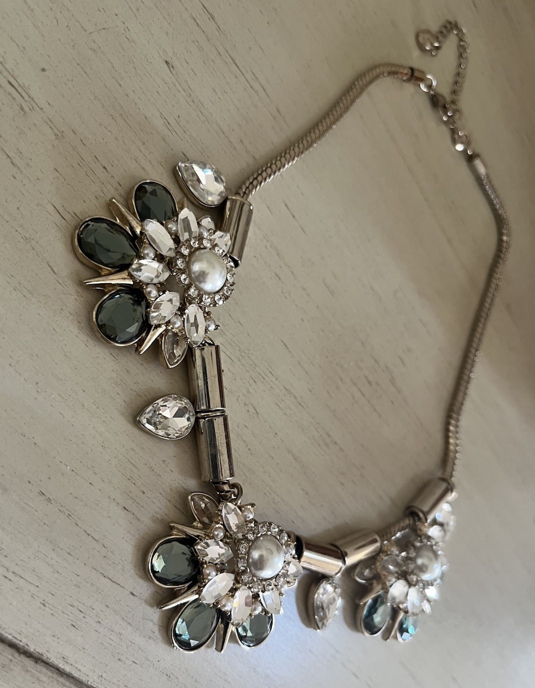 lydell nyc Gold Tone Light Green Crystal Cluster Pendant Statement Necklace