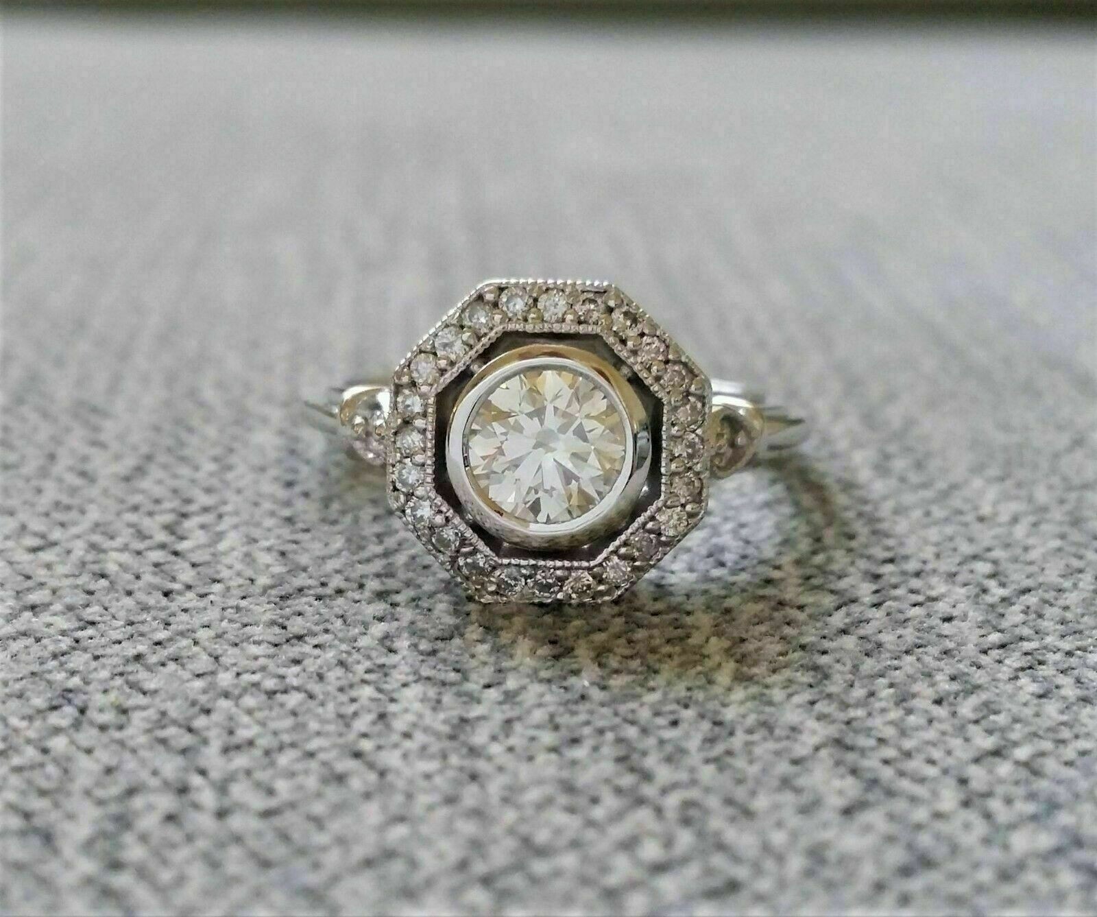 2Ct Lab Created Diamond Antique Engagement Ring 14K White Gold Over
