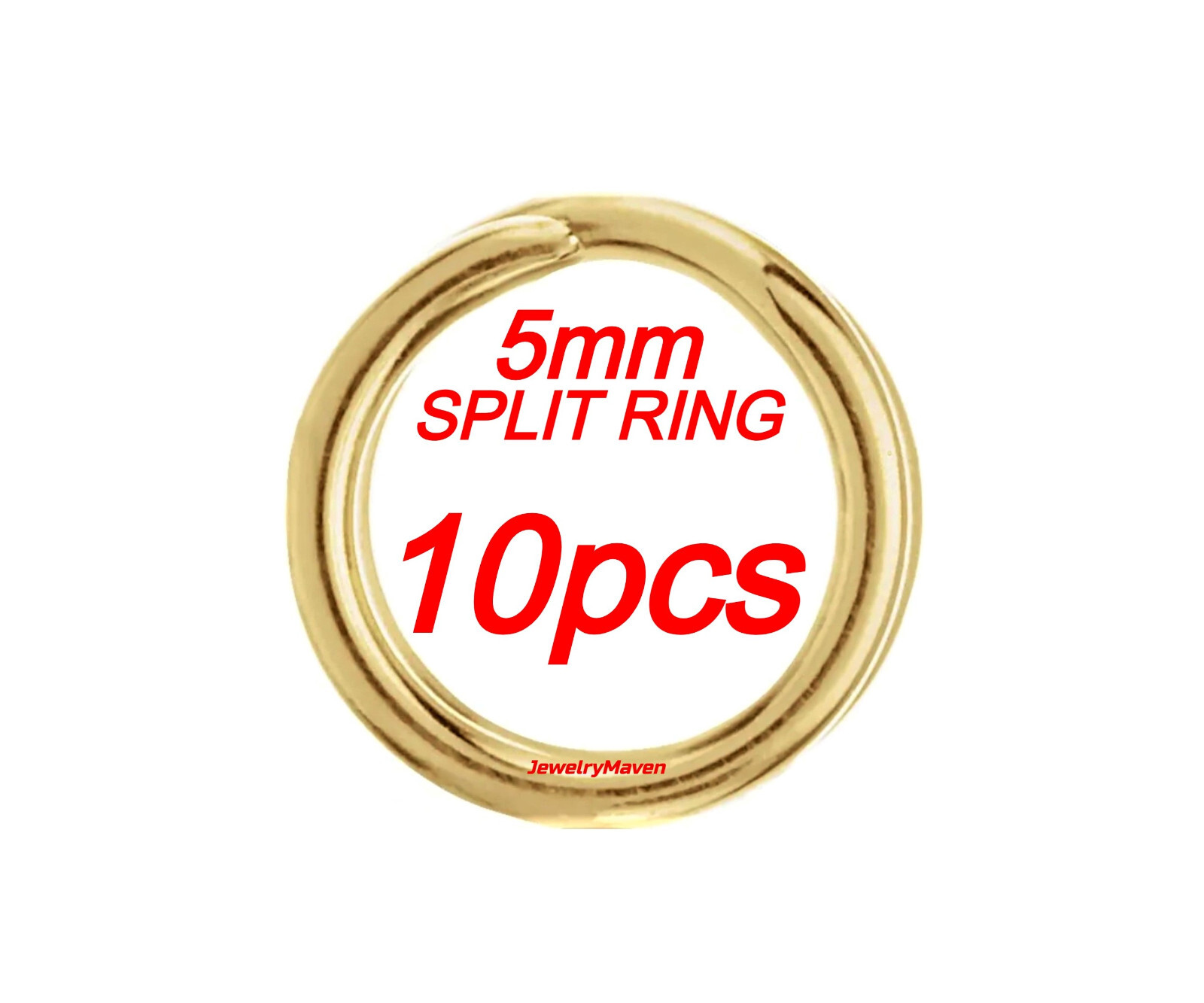 (10) TEN PACK 5mm OD 14k Yellow Gold Round Split Jump Ring Keychain Charm 4.9mm