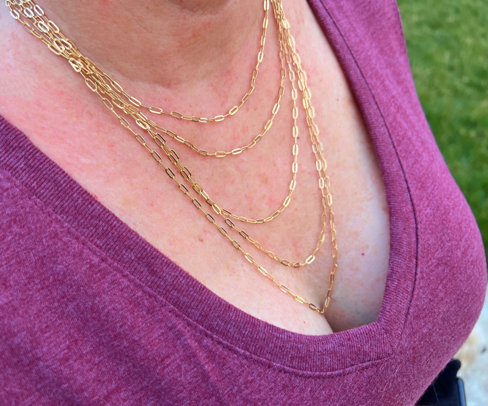 Real Solid 14K Gold Paperclip Paper Clip Chain Necklace Italy 16‘‘~24″ 2.6MM