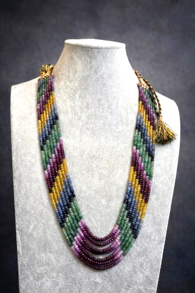 16-18″INCH MULTI SAPPHIRE RONDELLE FACETED 4-4.5MM GEMSTONE BEADS 1 NECKLACE