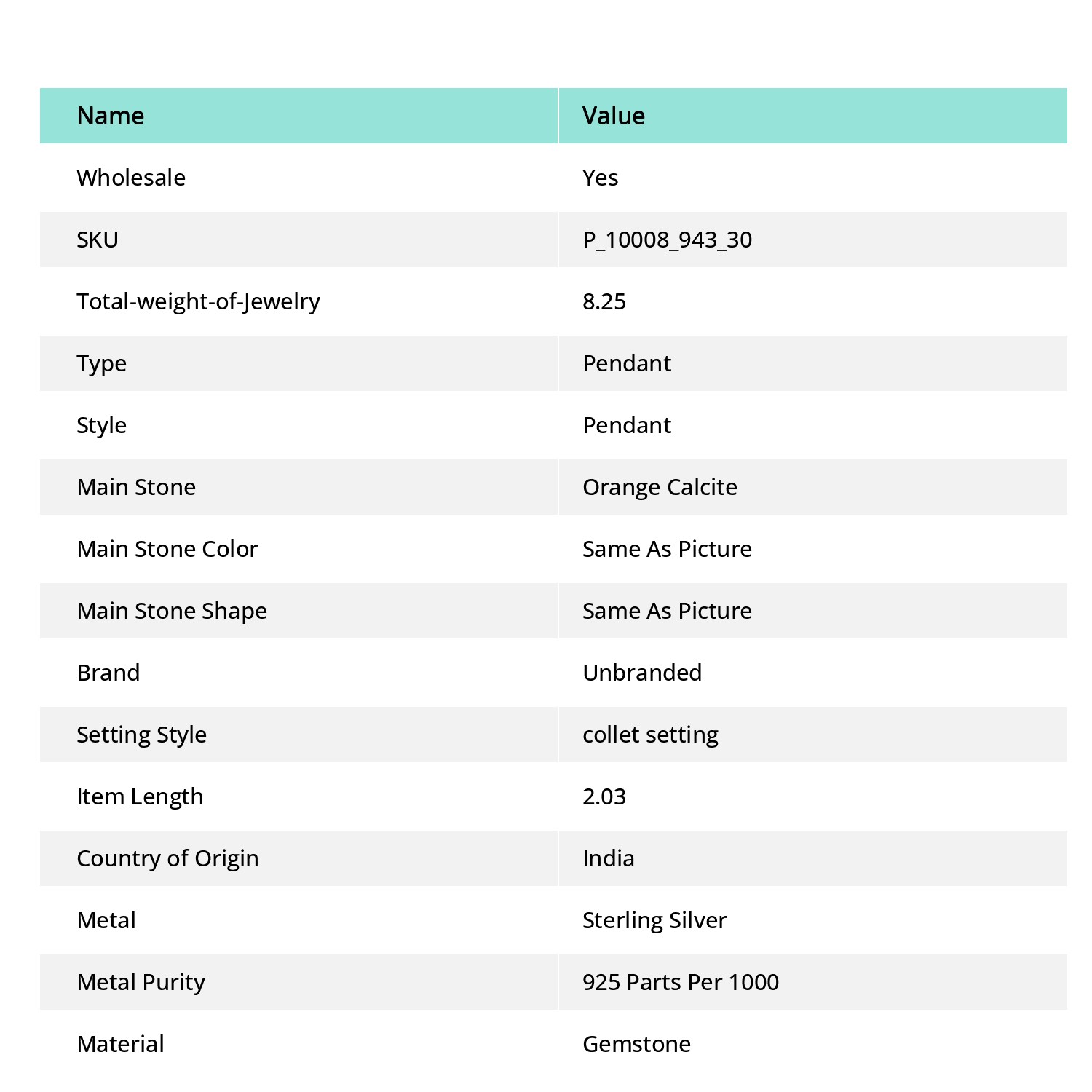Orange Calcite- Peru & Citrine Handmade 925 Sterling Silver Pendant 2.03″ P94330