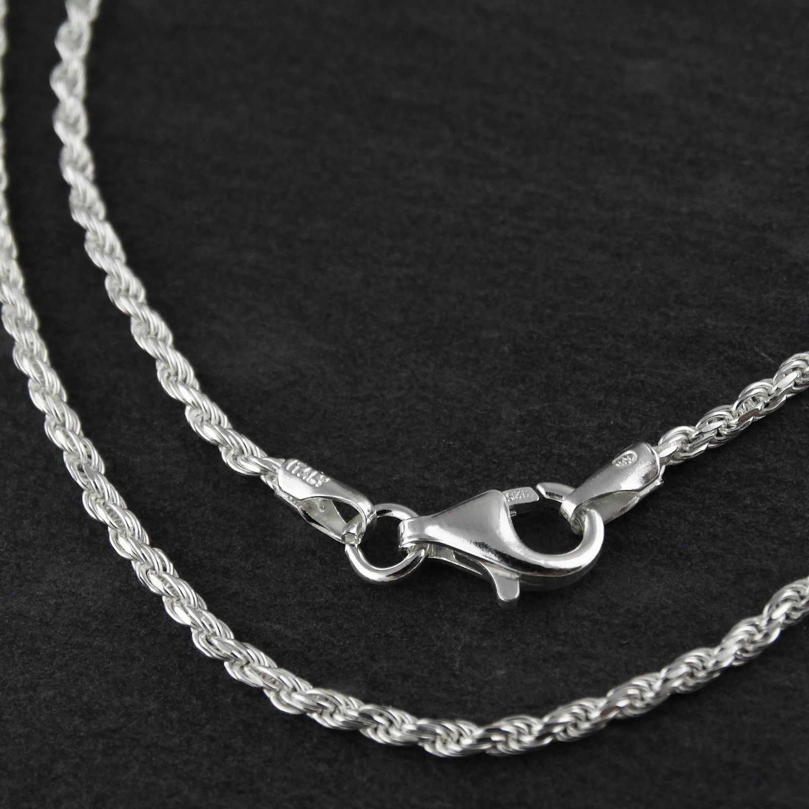 Sterling Silver Diamond-Cut ROPE Chain 1.6mm 035 Necklace 925 Italy 16″-30″ NEW