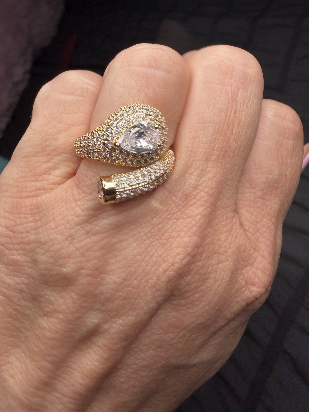 18K Gold Filled Snake Wrap Ring | AAA CZ Size 7 (adjustable)
