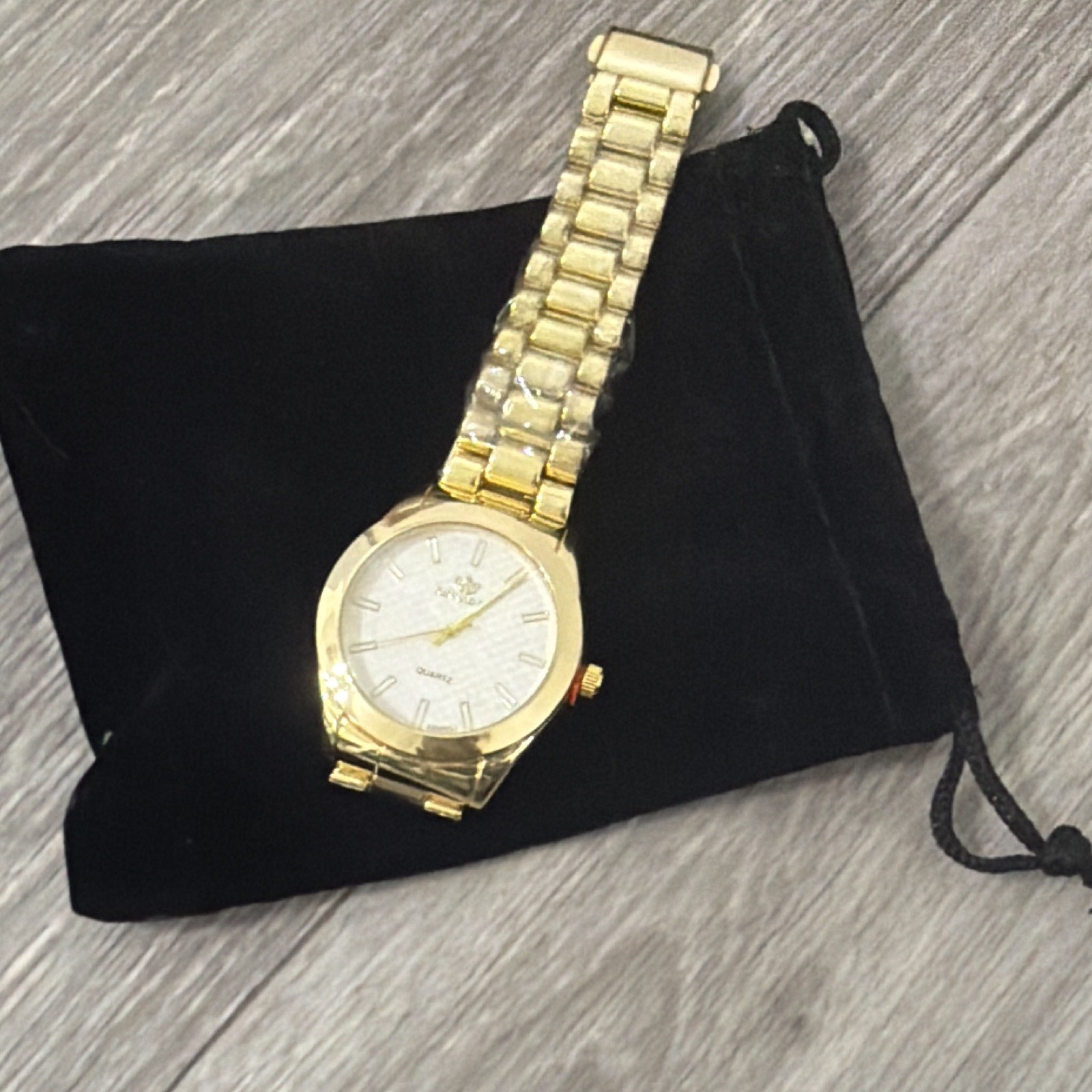 Quartz Analog Dress Watch 36mm White Dial Gold Tone Metal Bracelet