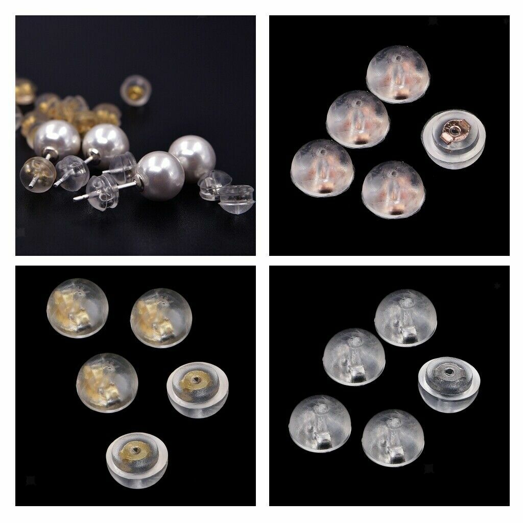925 Sterling Silver Hypoallergenic Locking Butterfly Earring Backs Silicone Disc