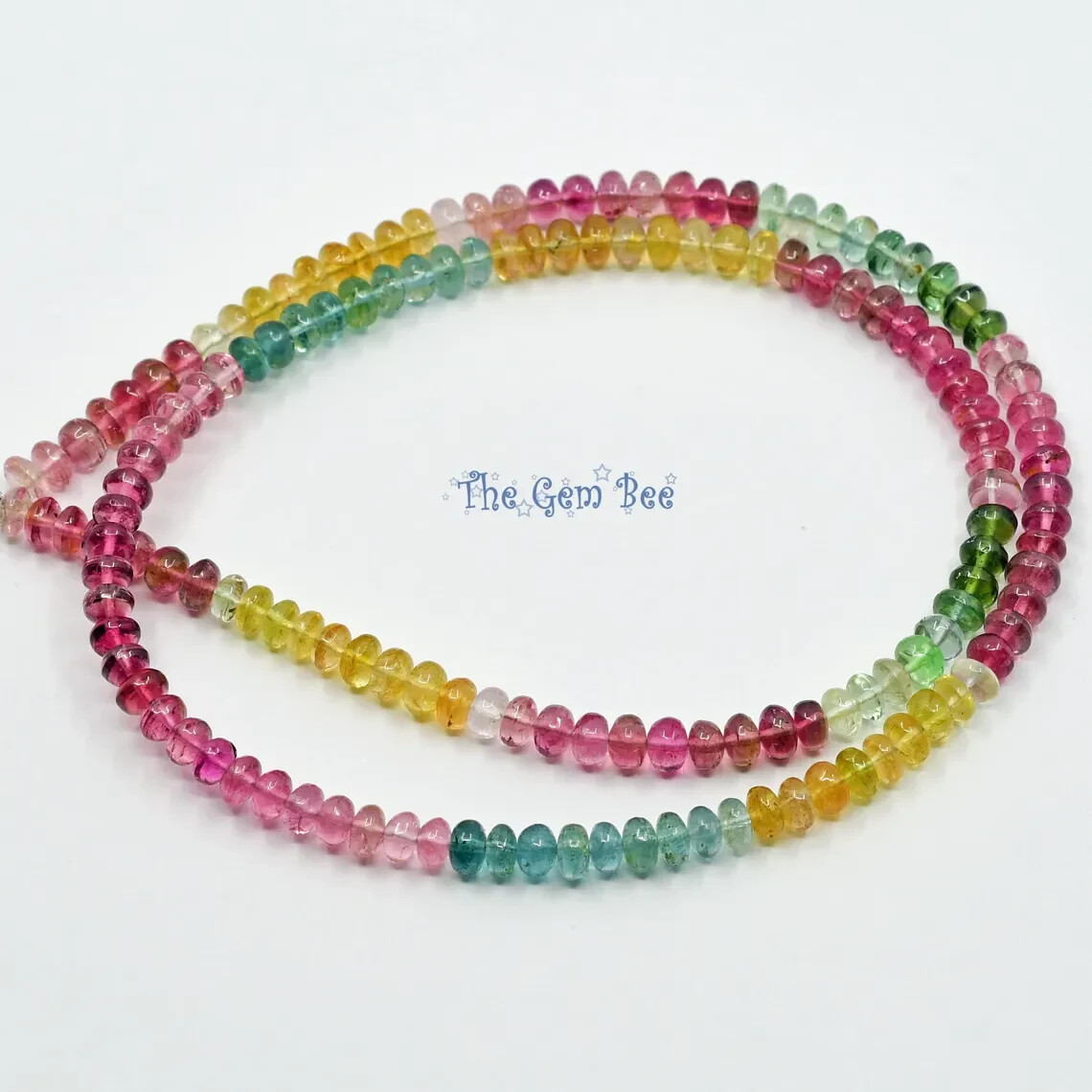 4.2mm Pink Blue Green Yellow Candy Tourmaline Smooth Rondelle Bead 16″ strand