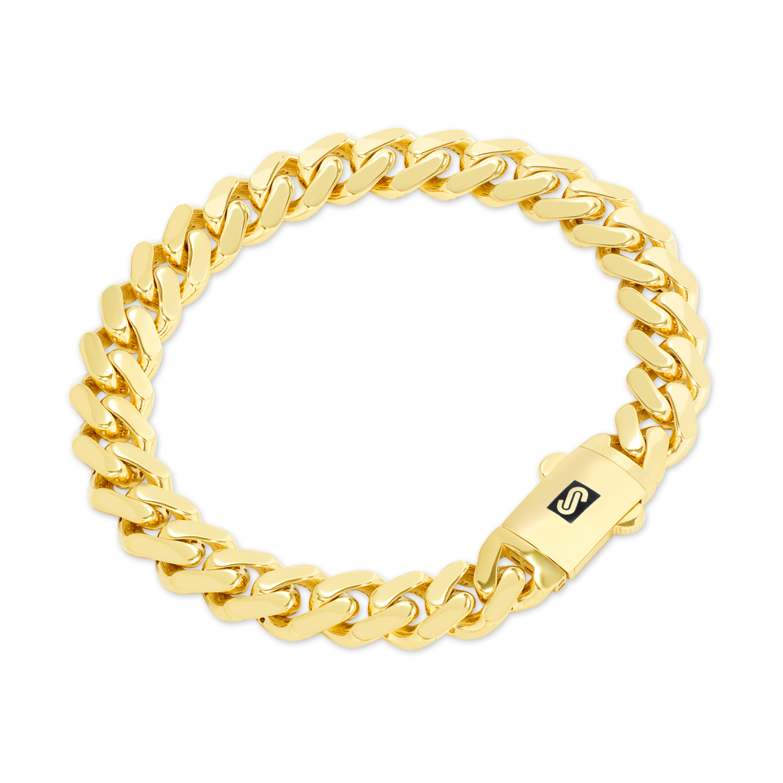 14k Yellow Gold Miami Cuban 9mm Monaco Chain Bracelet Mens Womens 7″ 7.5″ 8″ 9″