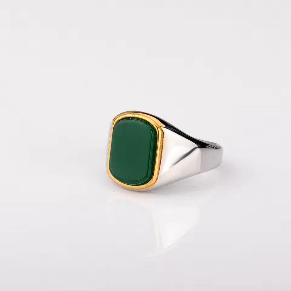 Men Ring High Quality 316L Stainless Steel Mix Gold Silver Red Stone Rectangle