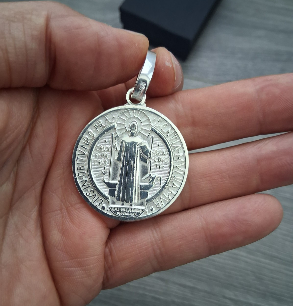 San Benito Benedict medalla ,dije de plata 925 Mexicano medalla,colgante.