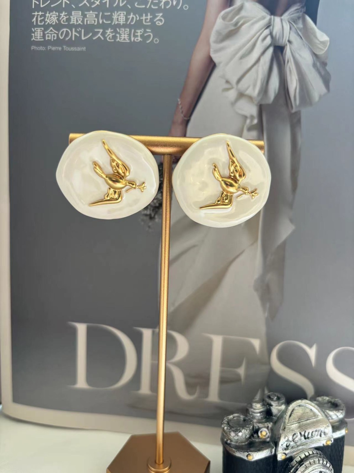 High Quality Simple Gold Dove Of Peace Earrings Gift