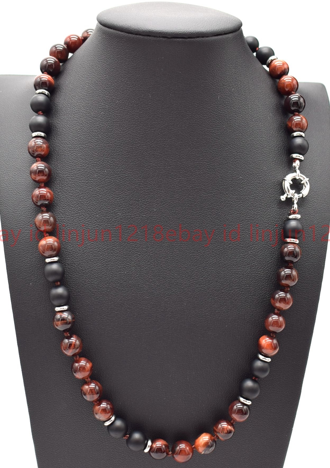 Natural 6mm Red Tiger’s Eye Black Matte Agate Gems Round Beads Necklace 16-36in