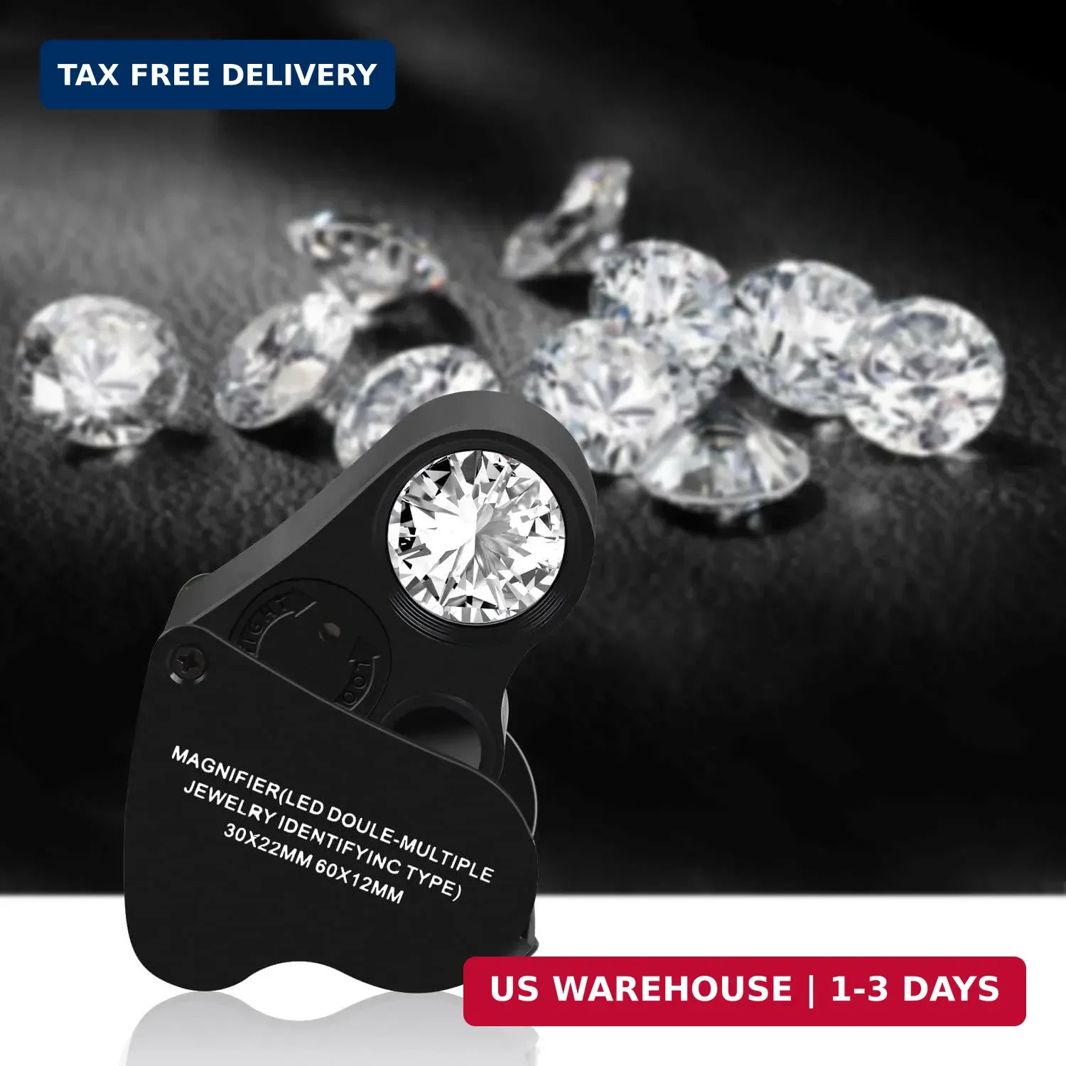 Jewelers Loupe, 2 Pack Magnifying Glass with Light, 30X 60X 90X Jewelers Loop Ma