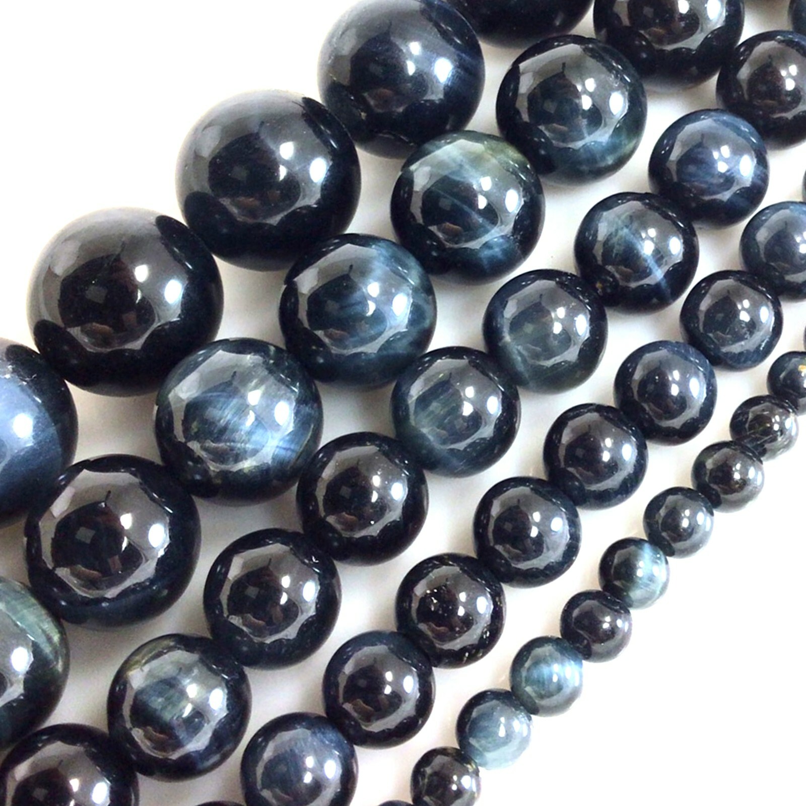 Gemstone Dark Gray Blue Tiger eye Round Bead 15″ 4mm 6mm 8mm 10mm 12mm Beading