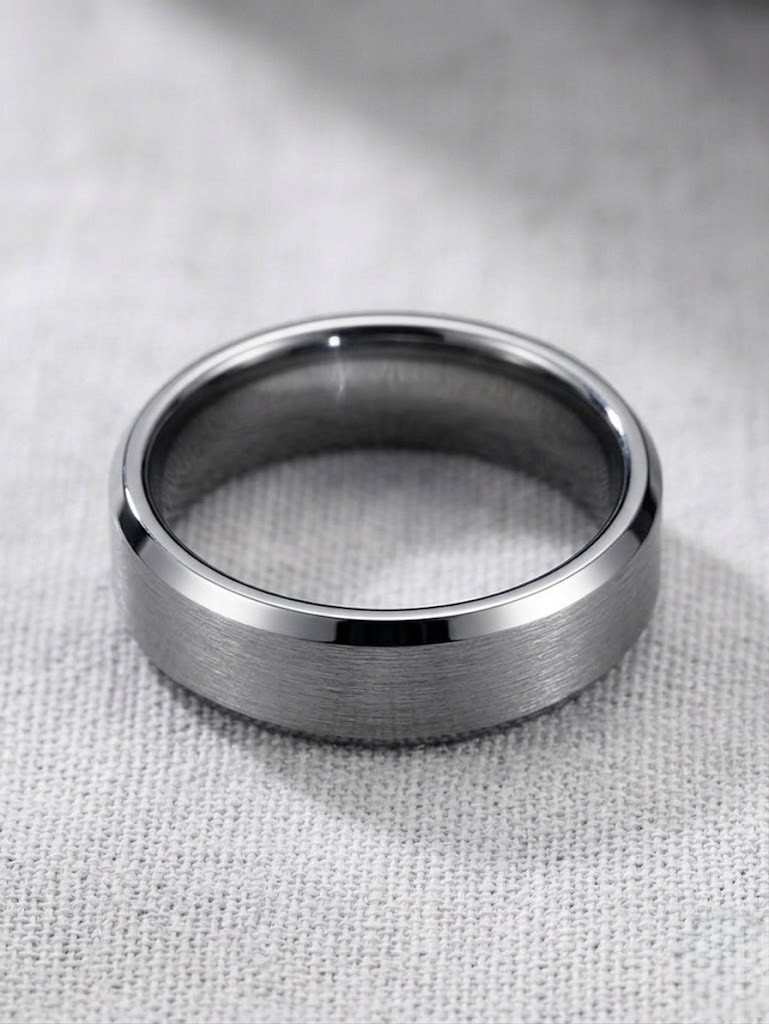 Tungsten Wedding Band Ring Brushed Silver Mens Jewelry 6mm 8mm Sizes 7-13
