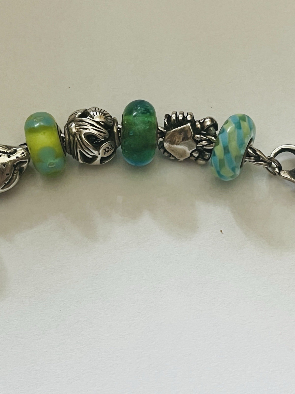 Trollbeads Authentic Ocean Themed Bracelet W/Rare Retired Mexico Lock 7.9 Inch