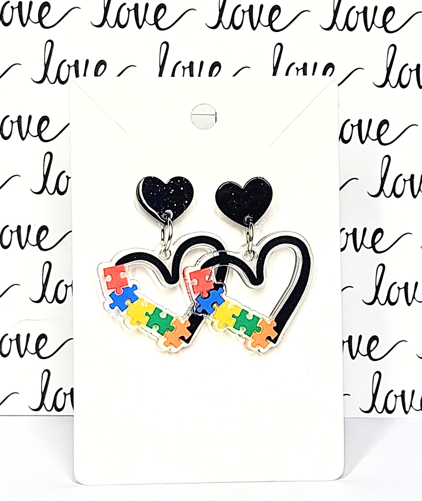 New Autism Awareness Acrylic Heart Earrings