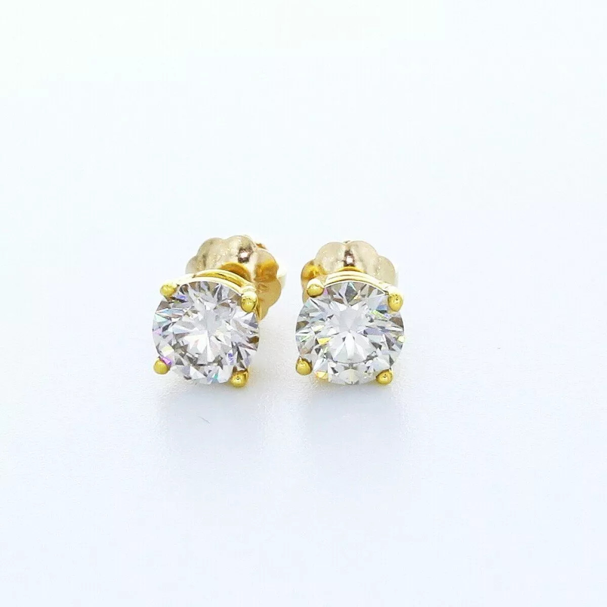Stud Earrings Classic Solid 14K White Gold 1.40 CT Round Natural Diamond G SI1