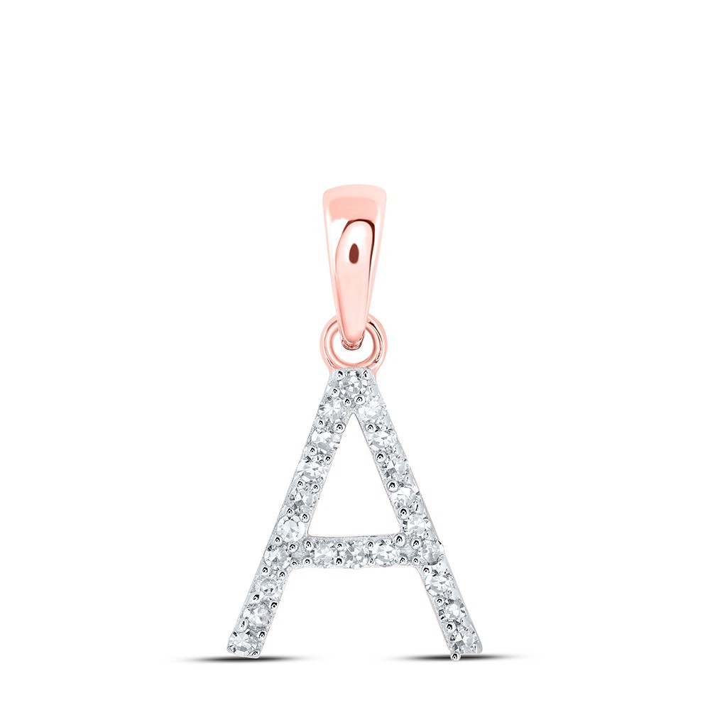 10k Rose Gold 0.09CTW Natural Diamond Initial “A” Charm 0.55g Alphabet Pendant