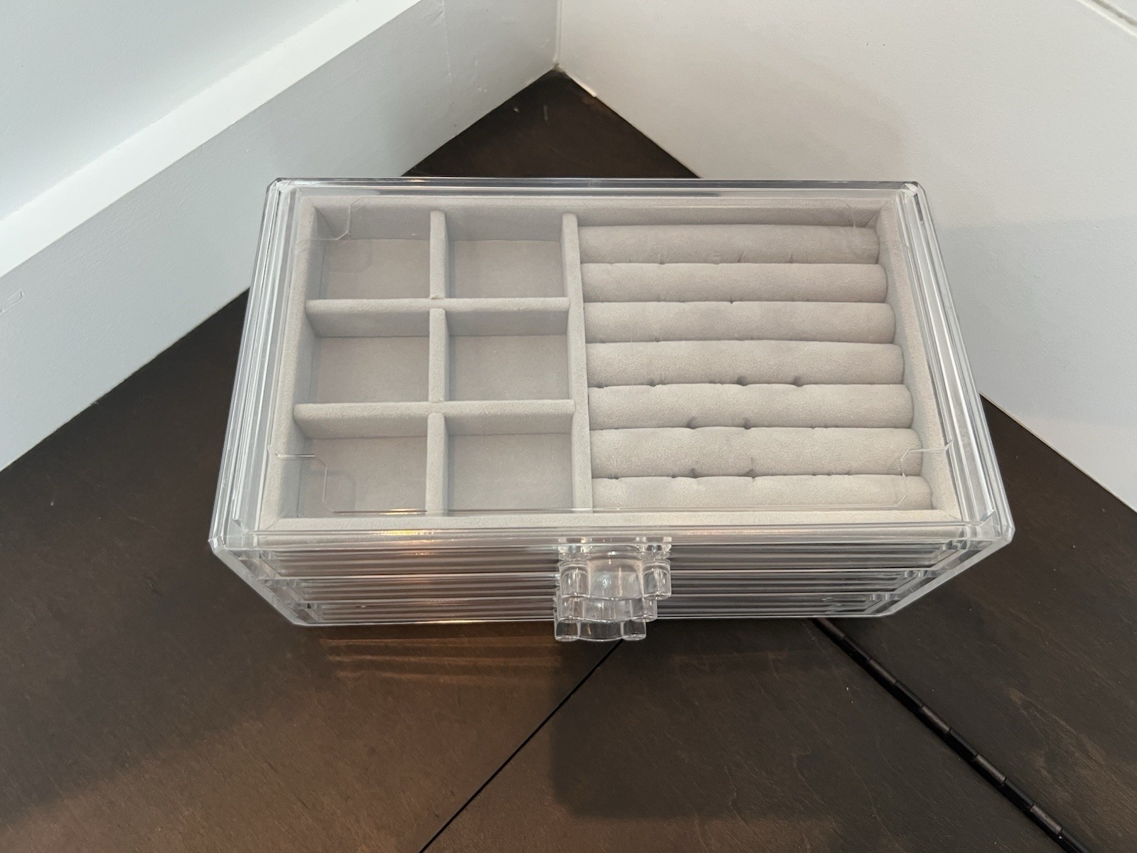 Clear Plastic 3-Drawer Jewelry Organizer, Velvet Lined