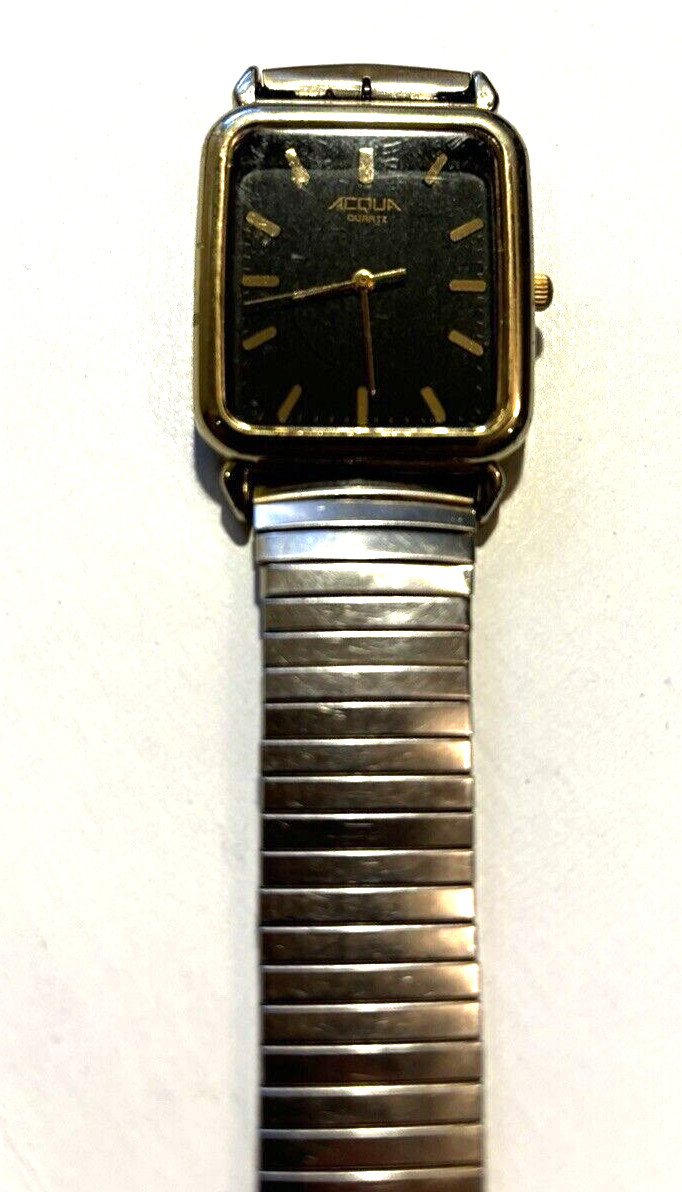 Acqua watch men’s dress formal black gold tone bracelet runs fine – needs band