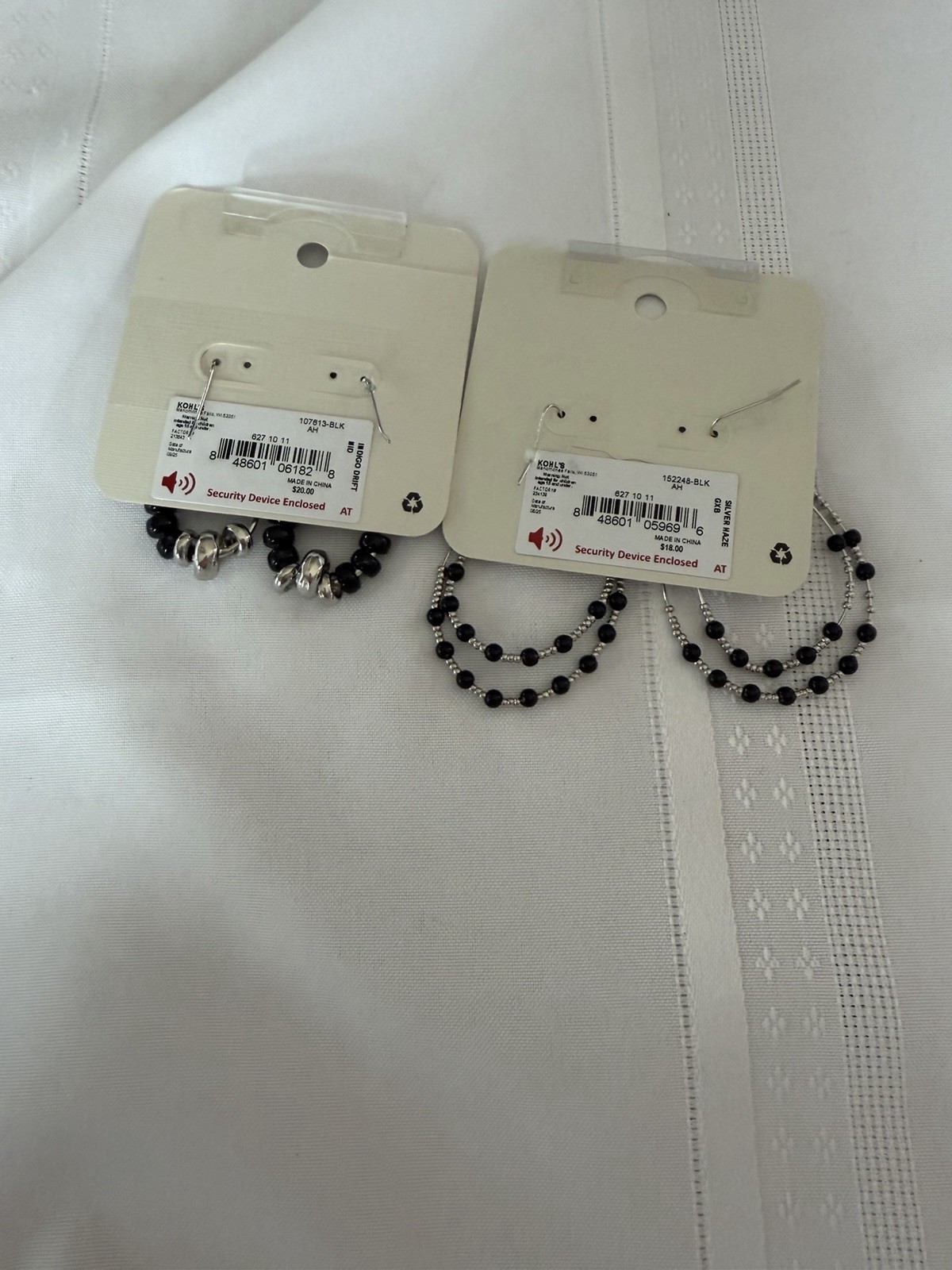 Emberly Black Beaded Teardrop Dangle Earrings Silver Tone NWT Kohl’s