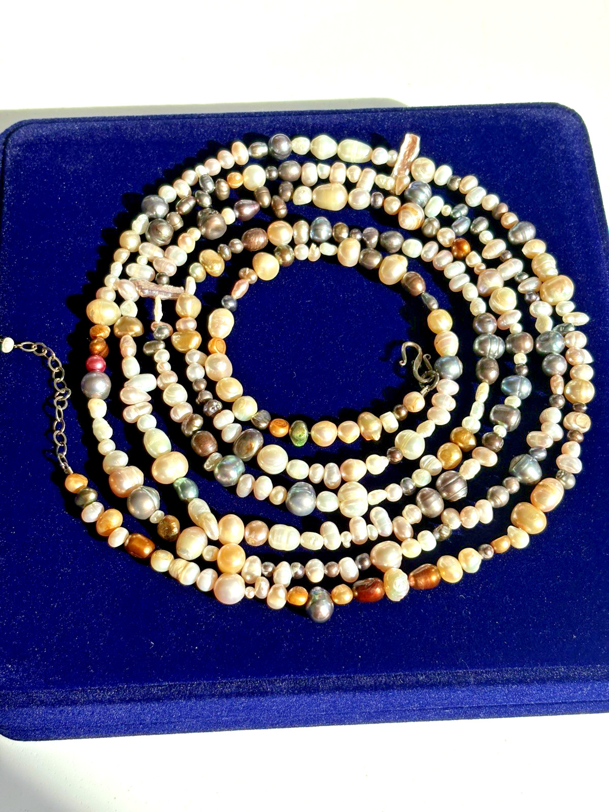 Multicolor Freshwater Pearl 69″ Long Necklace Iridescent Variation