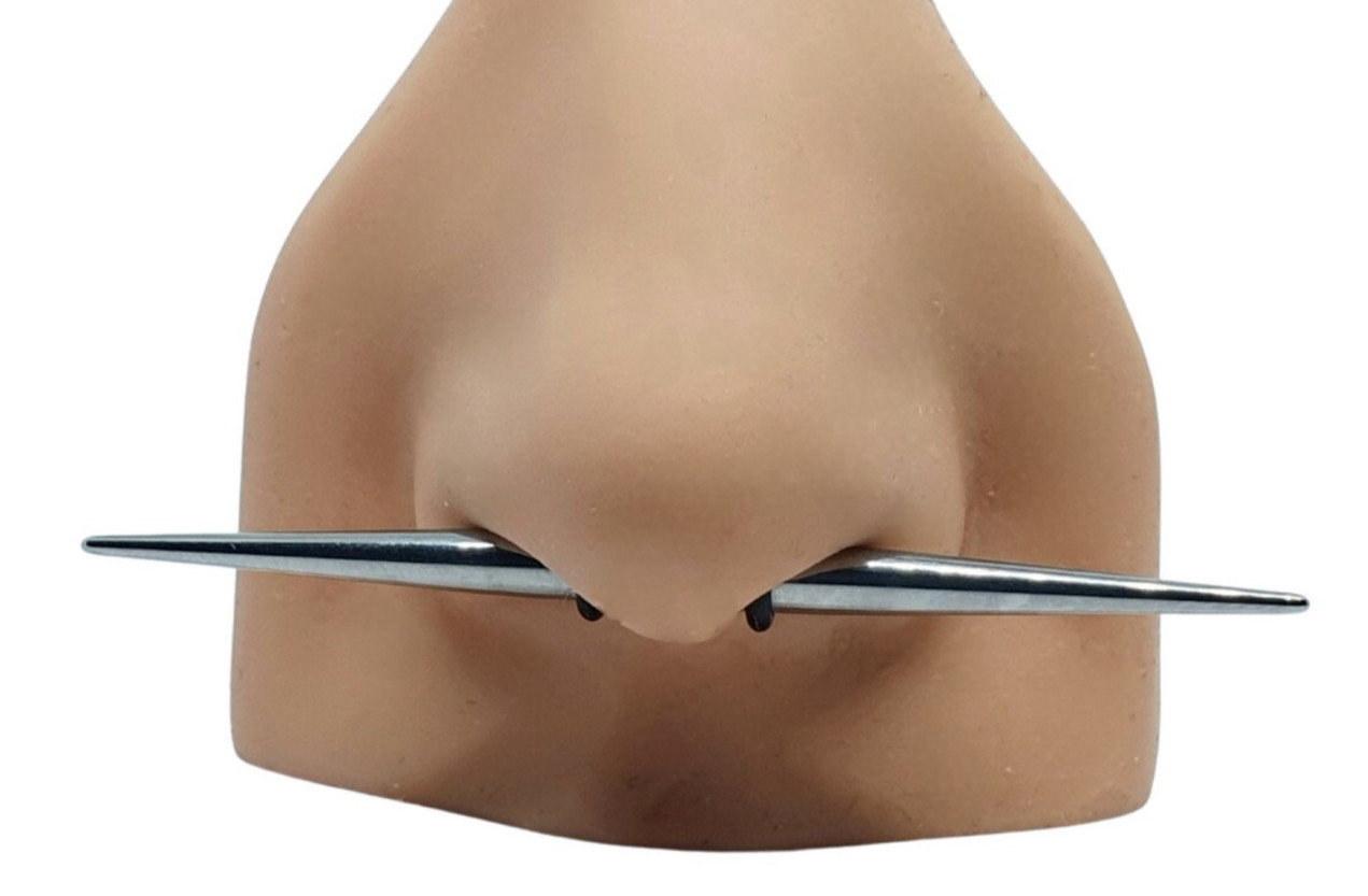 Double Spike Septum Xtra Large Bar Cone 16g (1.2mm) 70mm 316L Jewellery Piercing