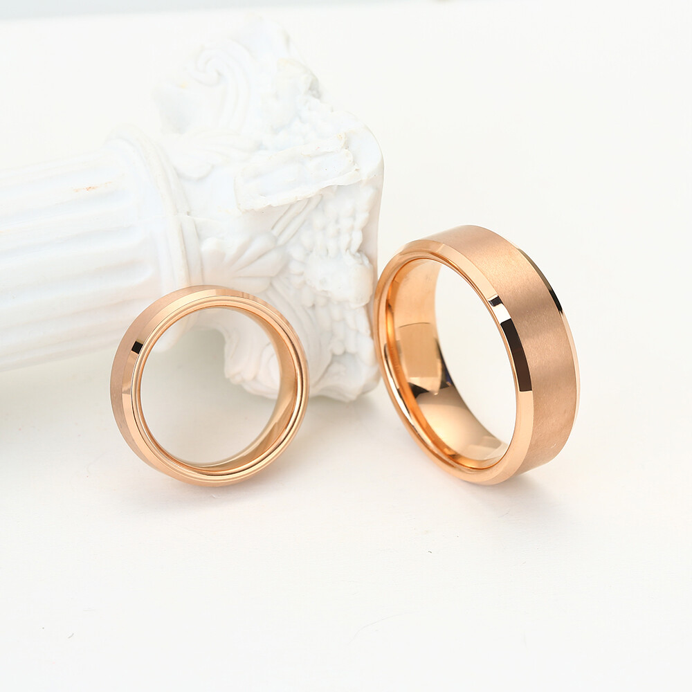 Rose Gold Color Tungsten Carbide Engagement Rings For Men Women Wedding Bands