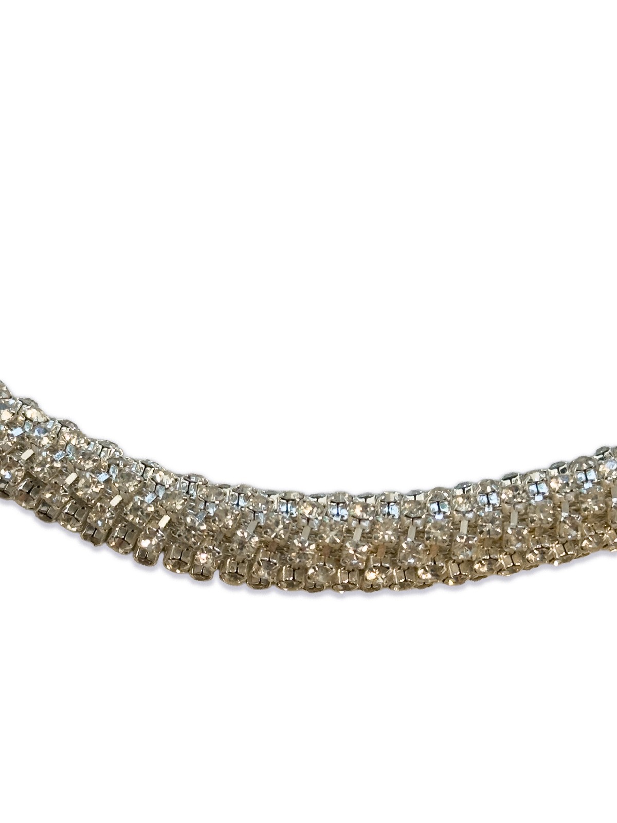 NY Sparkling White Rhinestone Mesh Choker Fashion Necklace