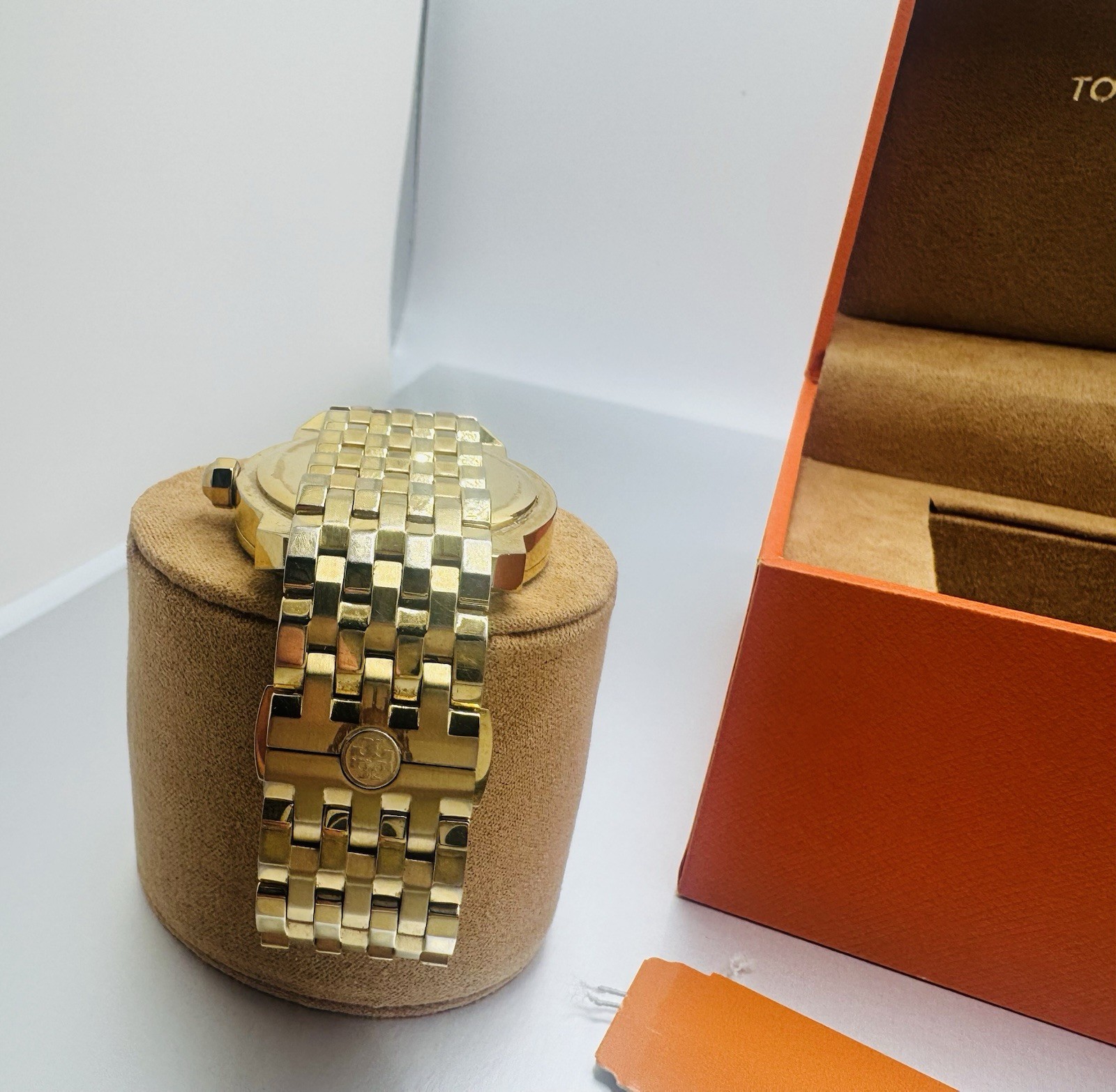 Tory Burch Dalloway Gold Tone Quartz Analog Date Bracelet Watch w/ Box