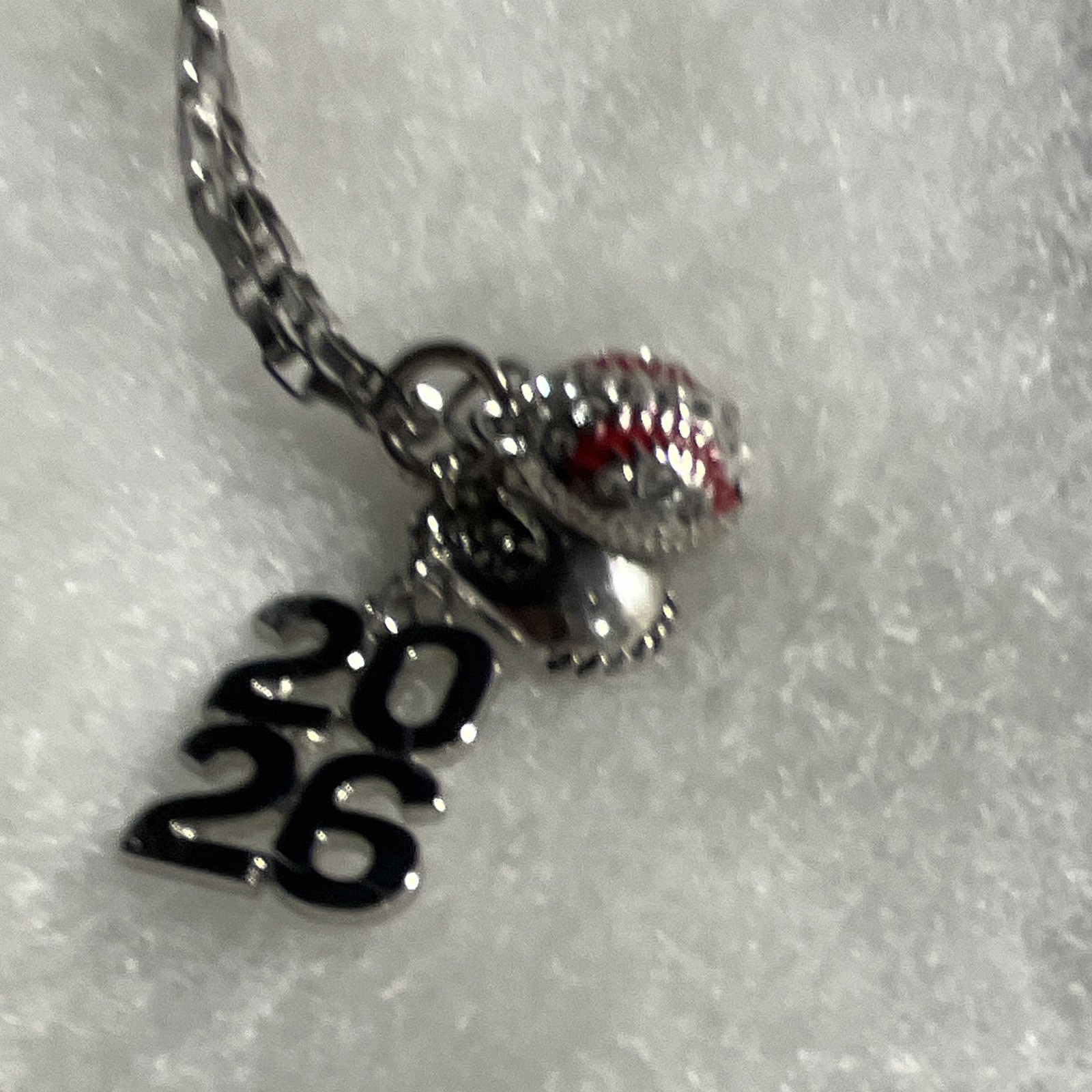 2026 Charm Chain Bracelet Curb Link Silver Tone Red Crystal Dangle Charm