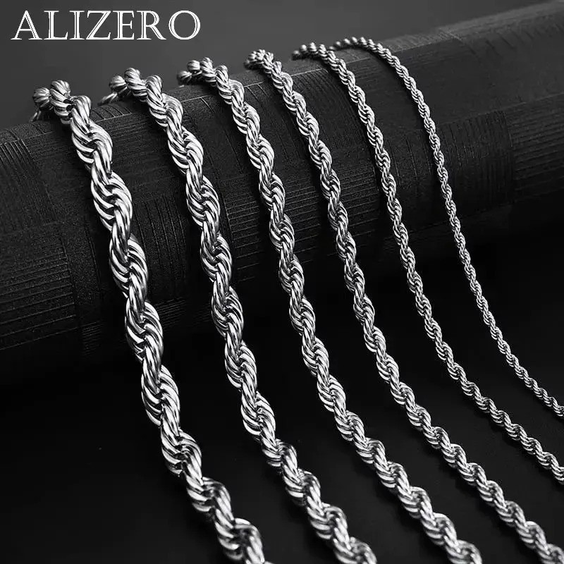 4mm Diamond Cut Solid 925 Sterling Silver Italian Rope Chain Men’s Necklace