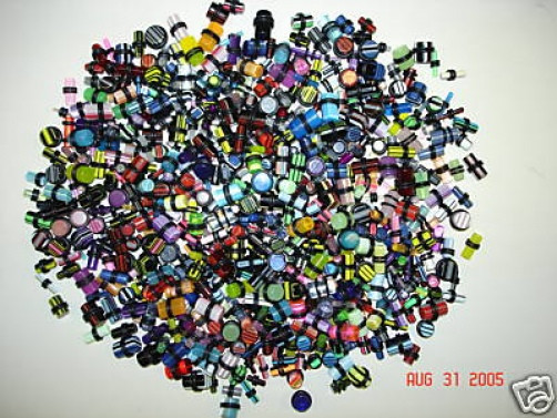 Wholesale Lot 10x 8g Acrylic Ear Plugs w/ O Rings Eight Gauge Random 5 Pair 3mm