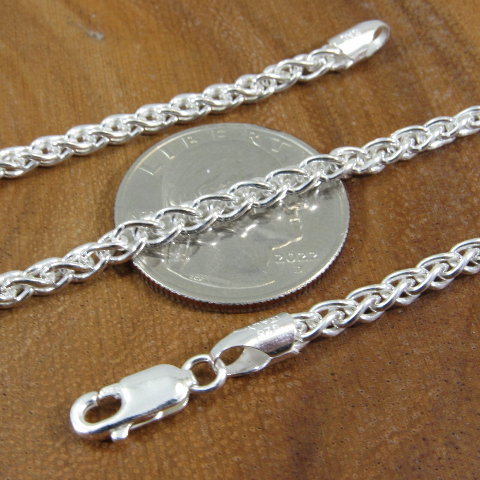 Solid 925 Sterling Silver Braided Wheat Chain Italian Spiga Necklace / Bracelet