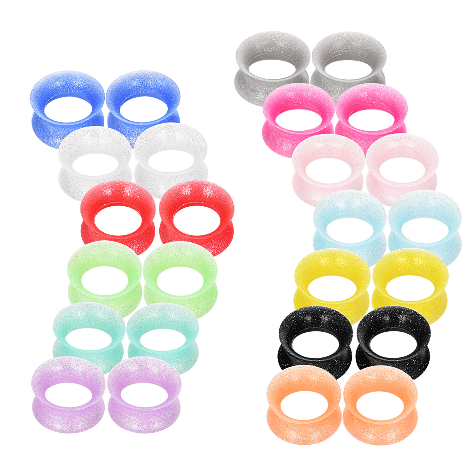 1 Pair Flexible Soft Silicone Ear Tunnels Gauges Double Flared Plugs Stretchers